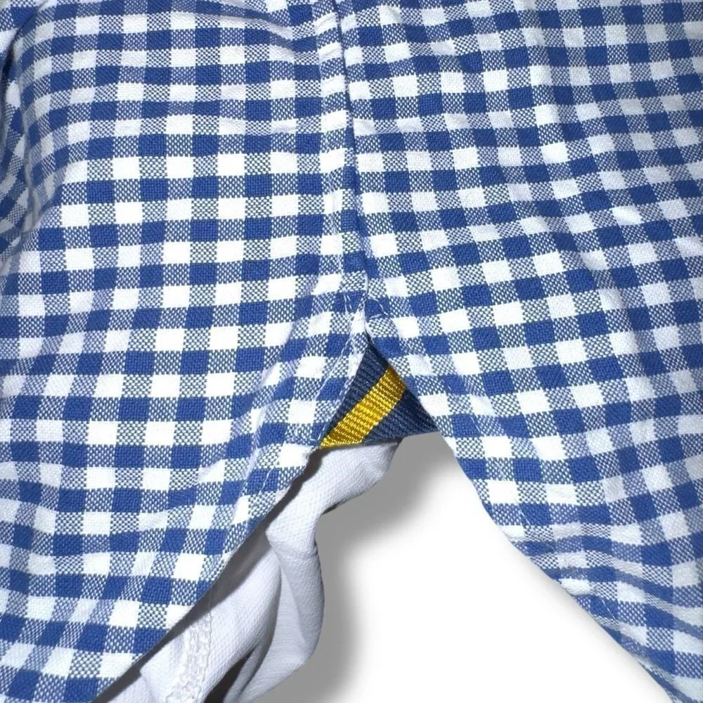 Polo Ralph Lauren Navy Gingham Classic Fit Flesh Pony Oxford Shirt L